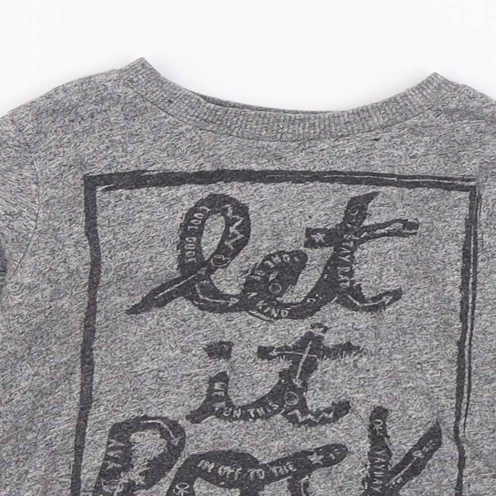 Dunnes Stores Boys Grey  Cotton Basic T-Shirt Size 12-18 Months Round Neck Pullover