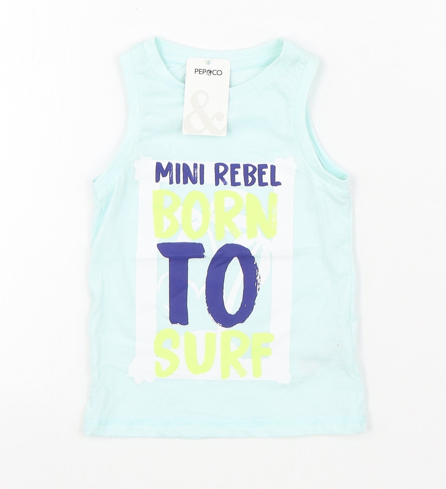 Pep&Co Boys Blue  100% Cotton Basic Tank Size 12-18 Months Round Neck Pullover