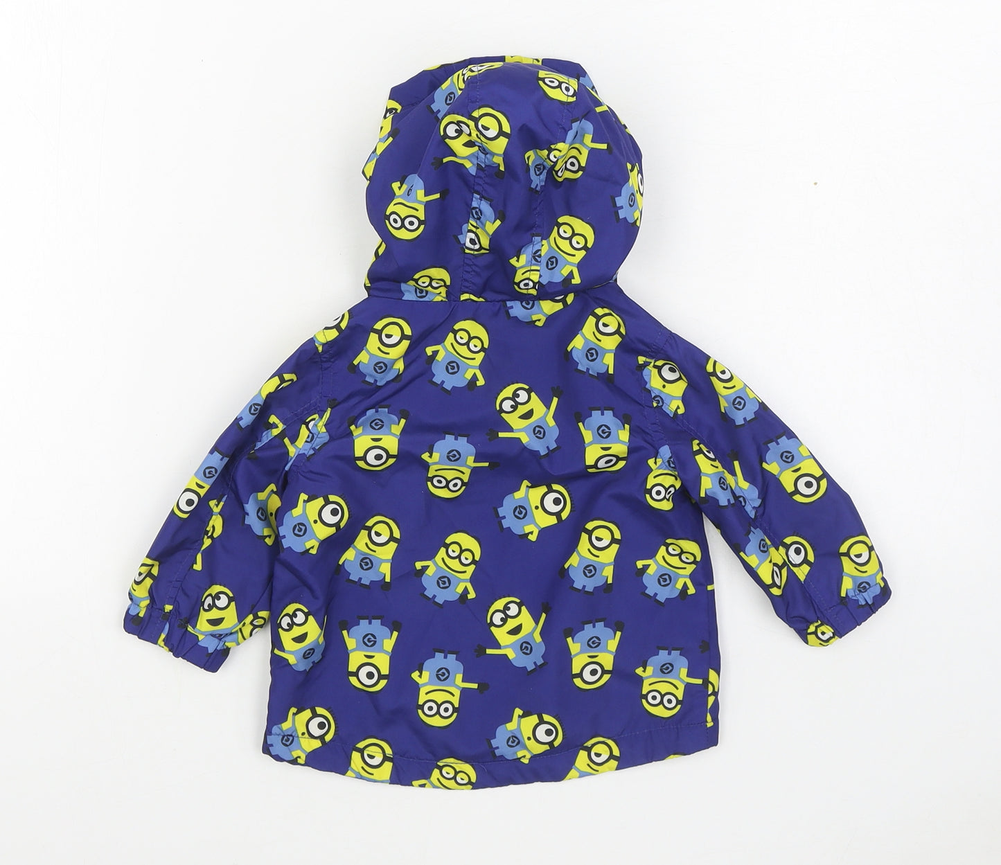 Despicable Me Boys Blue Geometric  Rain Coat Coat Size 3-6 Months   Zip - Minions