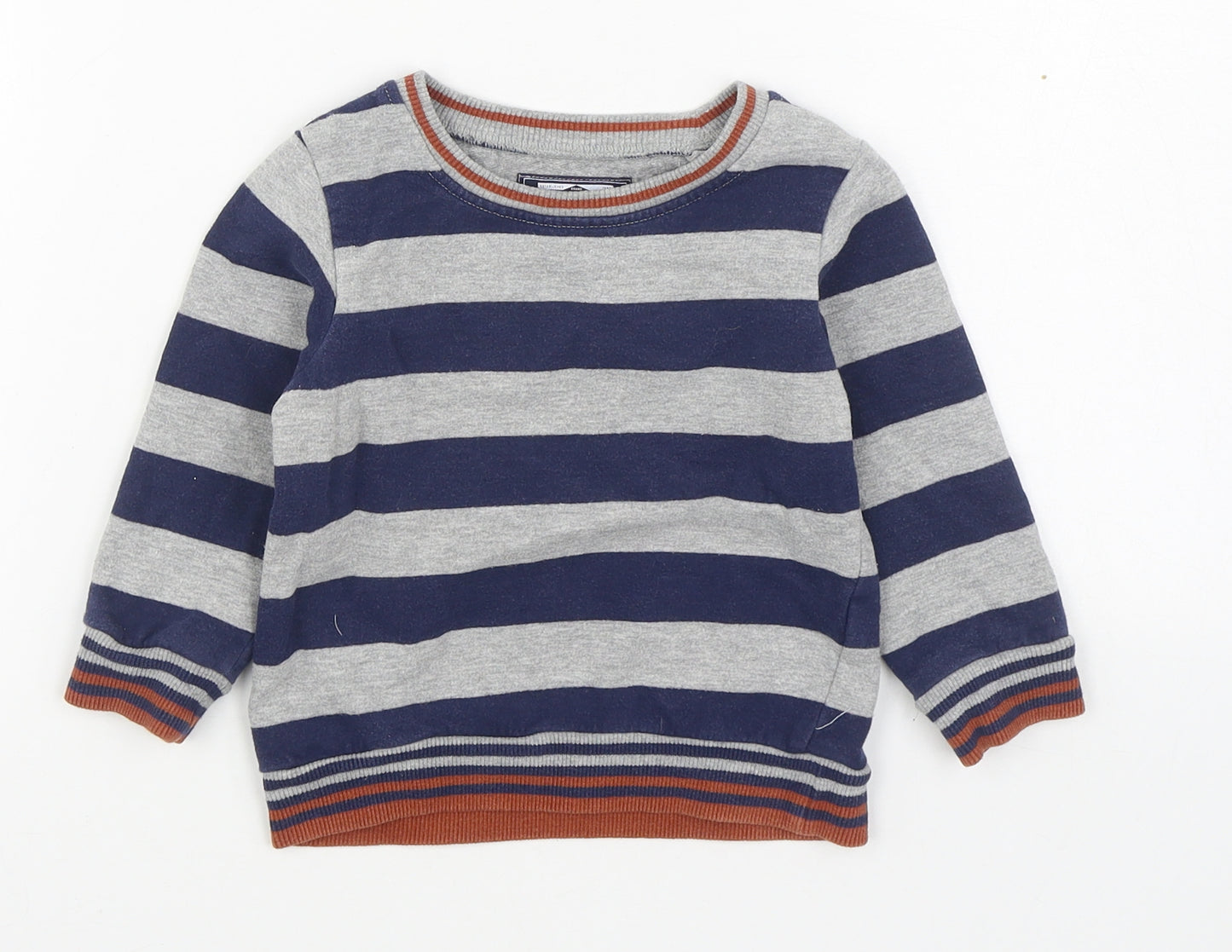 NEXT Boys Blue Striped Cotton Pullover Jumper Size 12-18 Months  Pullover