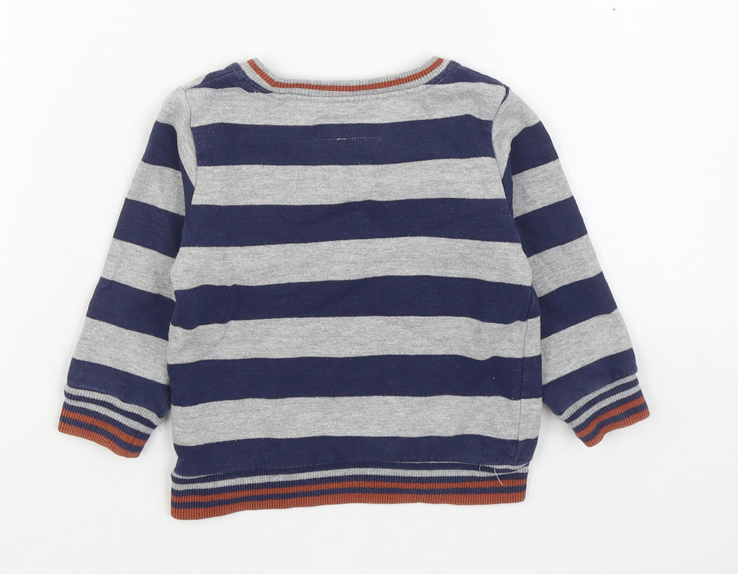 NEXT Boys Blue Striped Cotton Pullover Jumper Size 12-18 Months  Pullover
