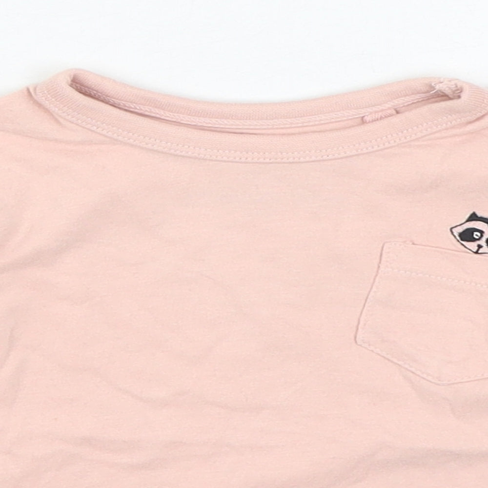 NEXT Girls Pink  Cotton Basic T-Shirt Size 3-6 Months Round Neck Pullover