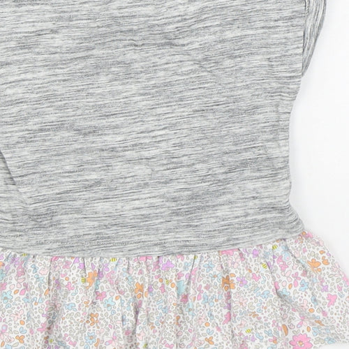 NEXT Girls Grey  100% Cotton T-Shirt Dress  Size 3-6 Months  Round Neck Pullover
