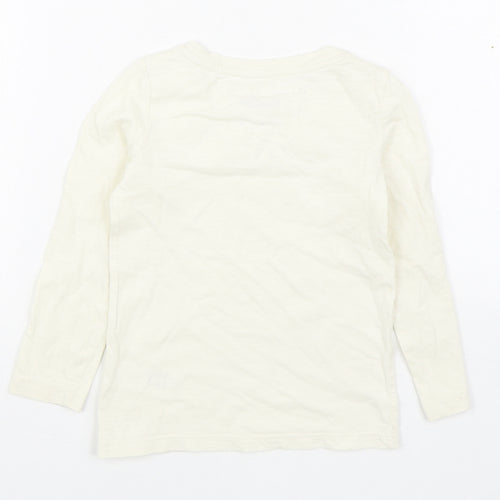 NEXT Girls Ivory  100% Cotton Basic T-Shirt Size 3 Years Boat Neck Pullover