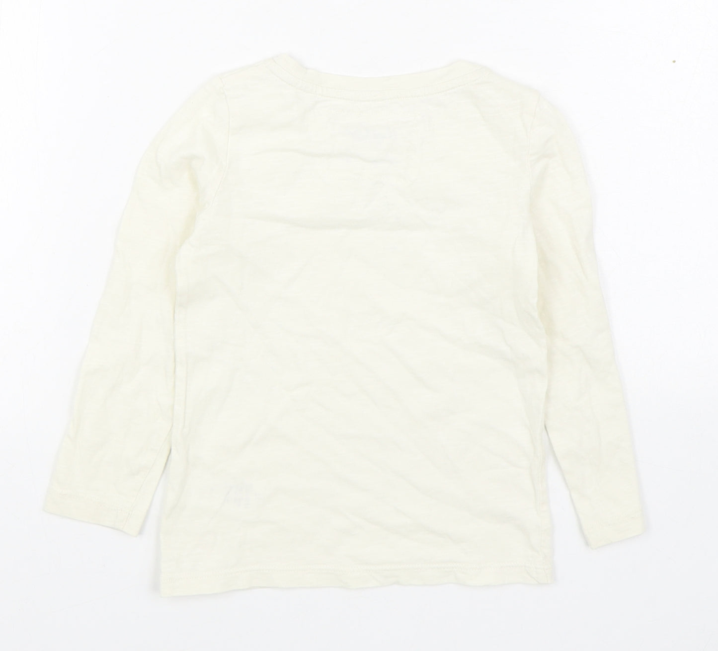 NEXT Girls Ivory  100% Cotton Basic T-Shirt Size 3 Years Boat Neck Pullover