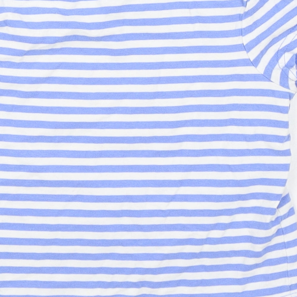 NEXT Girls Blue Striped 100% Cotton Basic T-Shirt Size 2-3 Years Round Neck Pullover