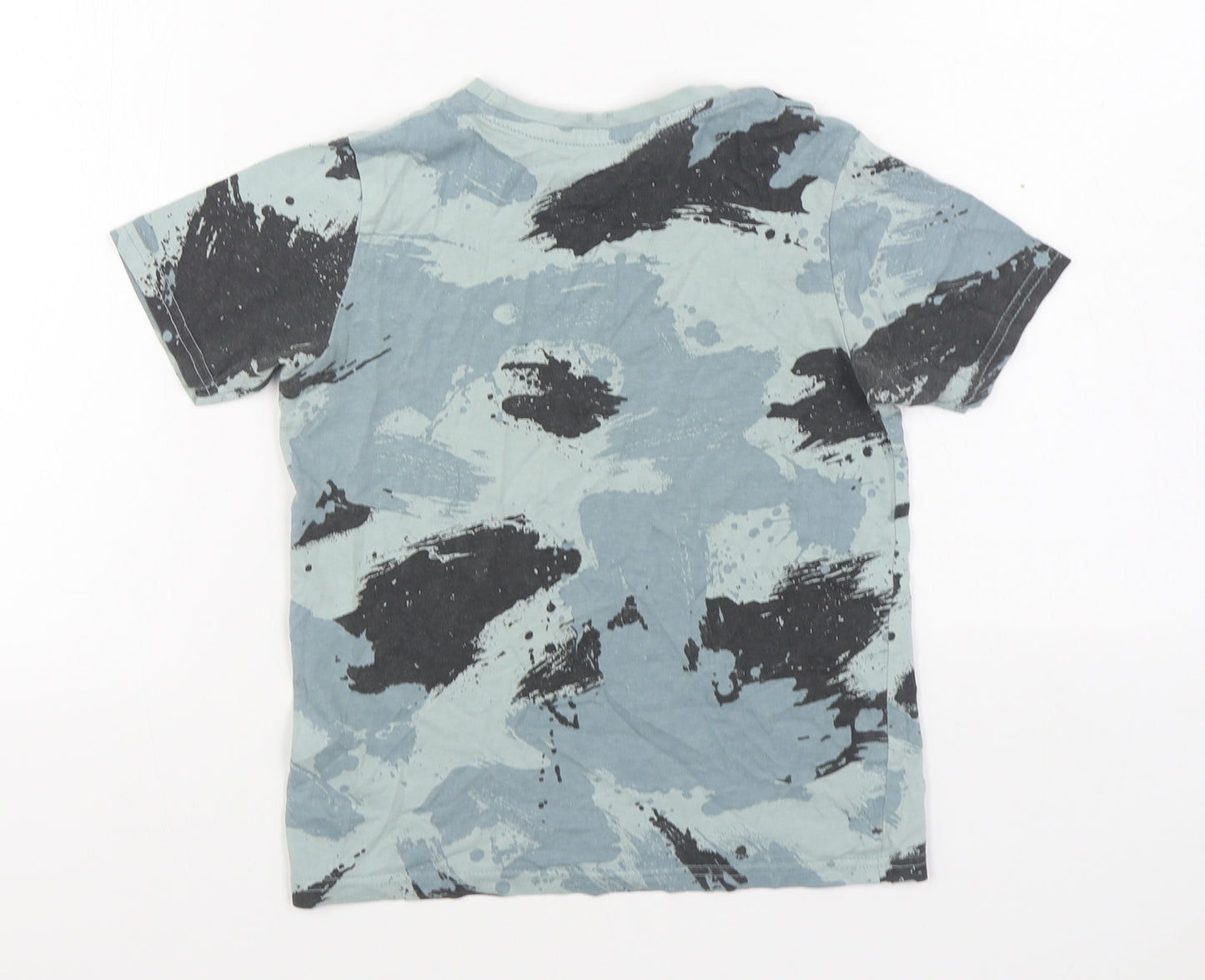 George Boys Blue Camouflage 100% Cotton Basic T-Shirt Size 5-6 Years Round Neck Pullover