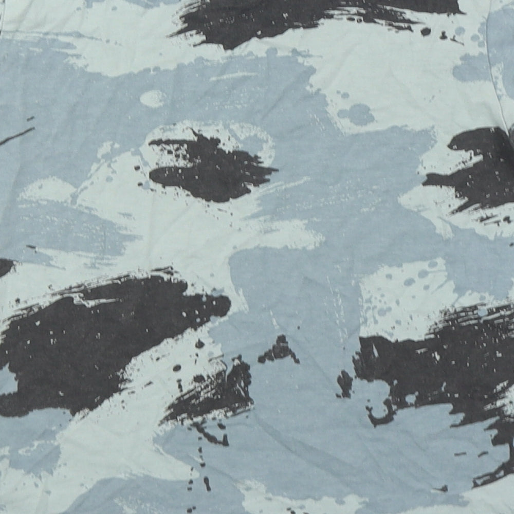 George Boys Blue Camouflage 100% Cotton Basic T-Shirt Size 5-6 Years Round Neck Pullover