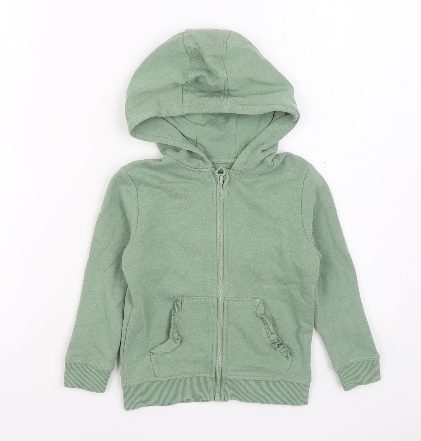 George Girls Green  Cotton Full Zip Hoodie Size 3-4 Years  Zip