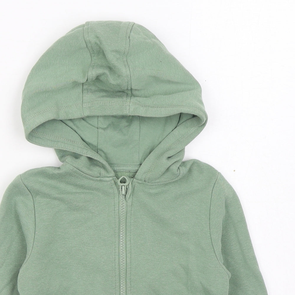 George Girls Green  Cotton Full Zip Hoodie Size 3-4 Years  Zip