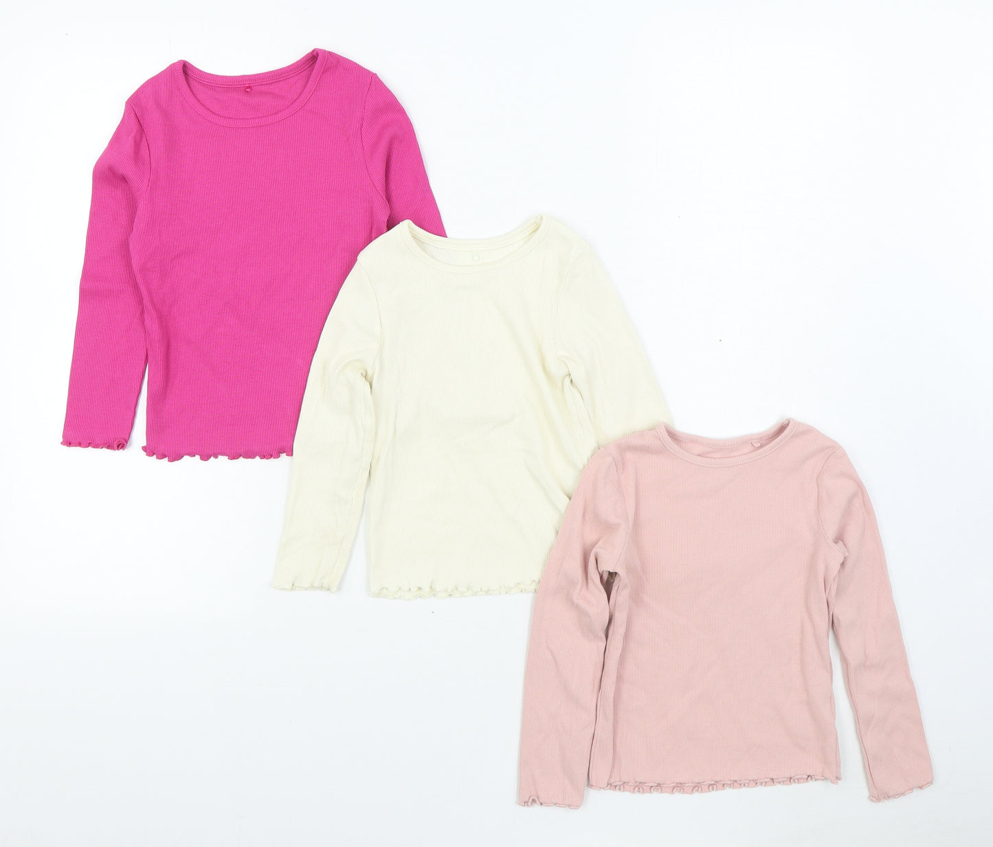 George + Next Girls Multicoloured  Cotton Basic T-Shirt Size 3-4 Years Round Neck Pullover - 3 Pack
