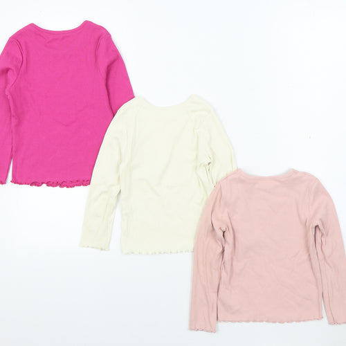 George + Next Girls Multicoloured  Cotton Basic T-Shirt Size 3-4 Years Round Neck Pullover - 3 Pack