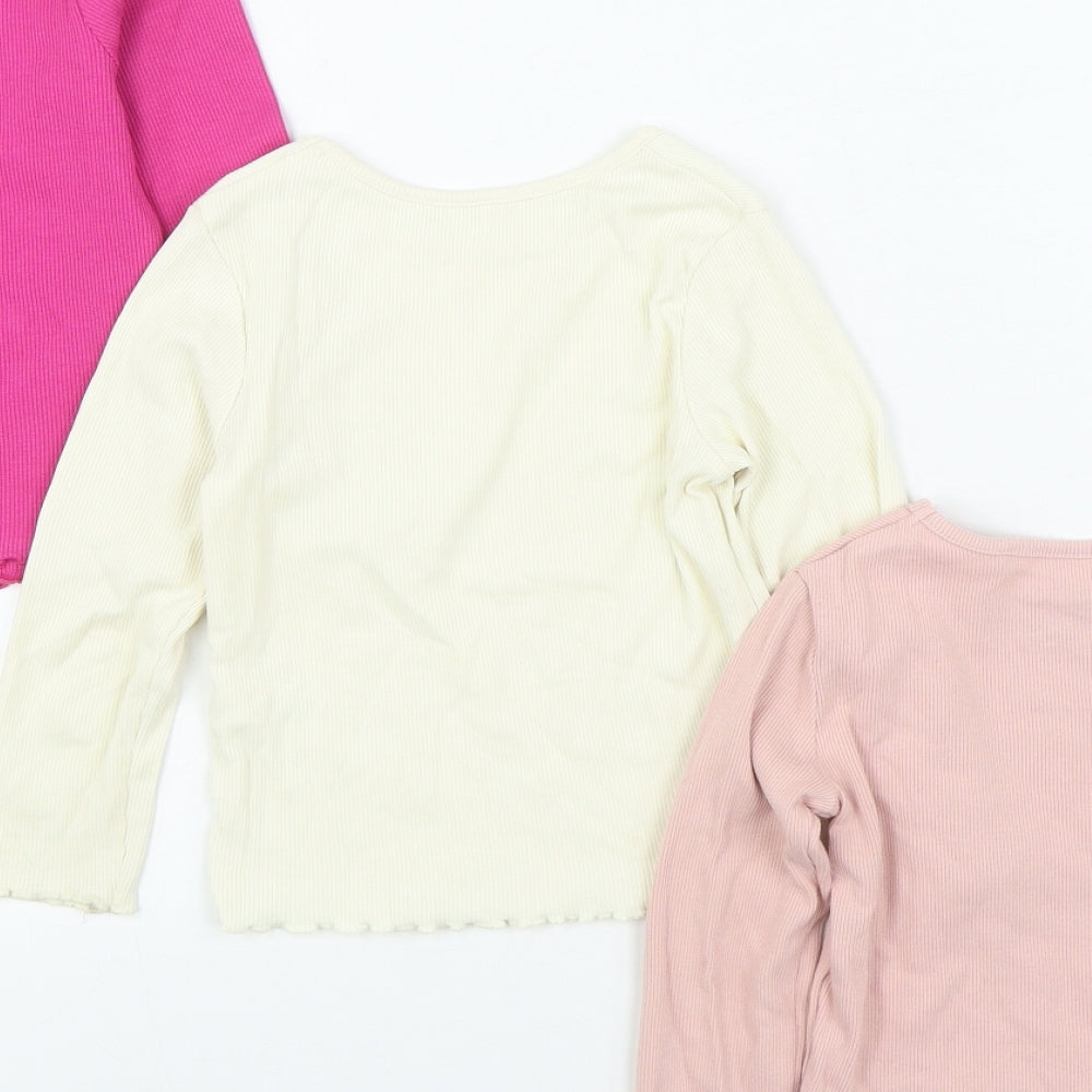 George + Next Girls Multicoloured  Cotton Basic T-Shirt Size 3-4 Years Round Neck Pullover - 3 Pack