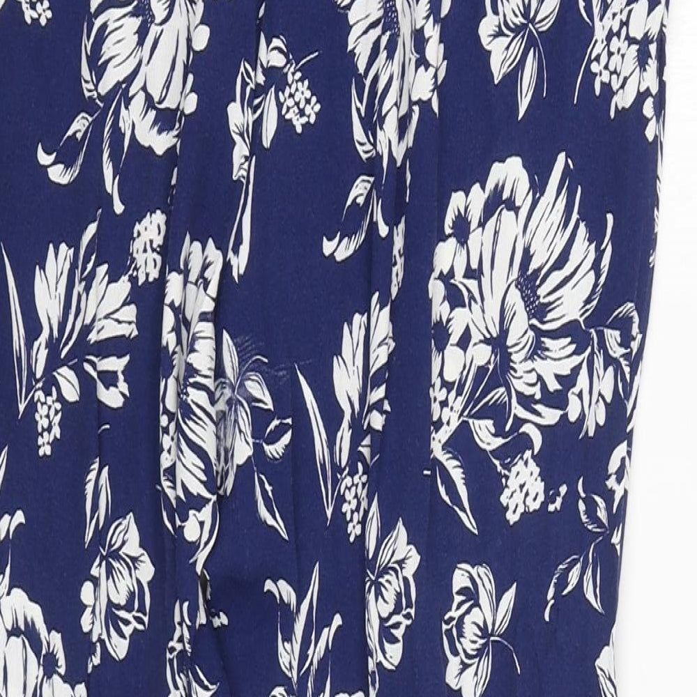 New Look Womens Blue Striped Viscose Trousers  Size 14 L25 in Regular