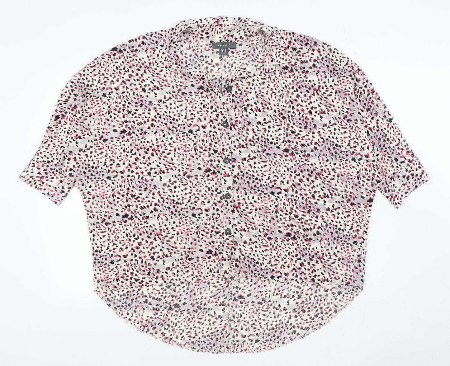 Primark Womens Multicoloured Geometric Polyester Basic Blouse Size 10 Collared