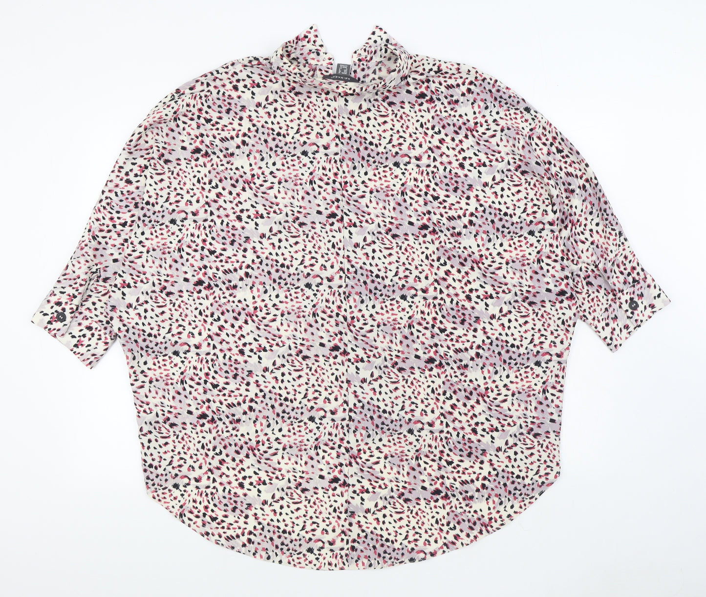 Primark Womens Multicoloured Geometric Polyester Basic Blouse Size 10 Collared