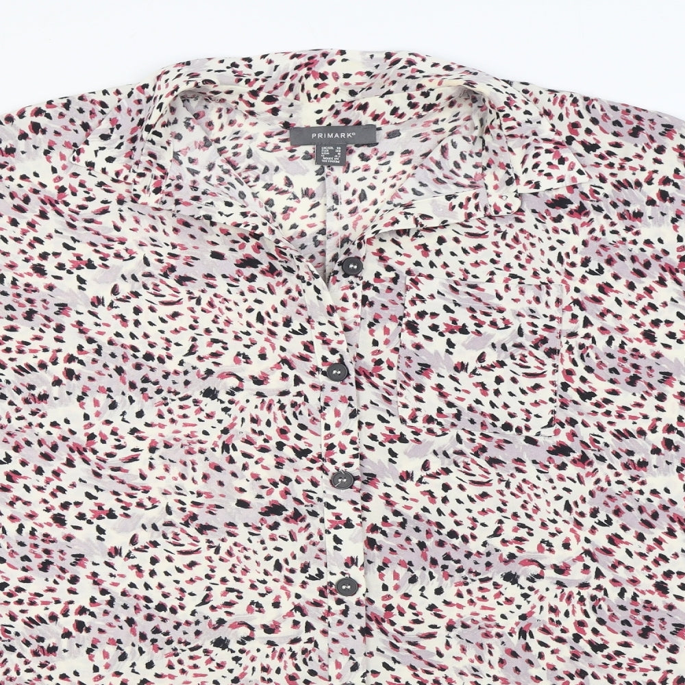 Primark Womens Multicoloured Geometric Polyester Basic Blouse Size 10 Collared