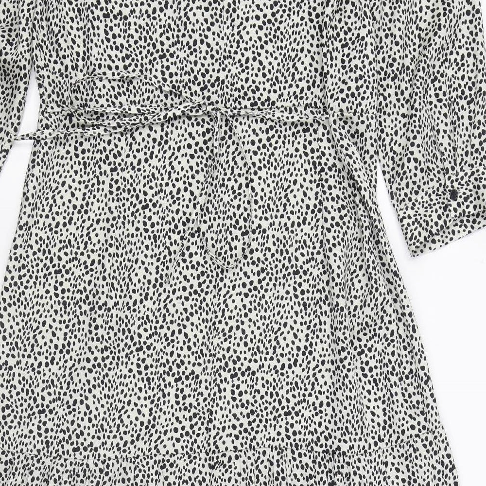 Primark Womens Black Geometric Polyester A-Line  Size 16  Boat Neck Pullover
