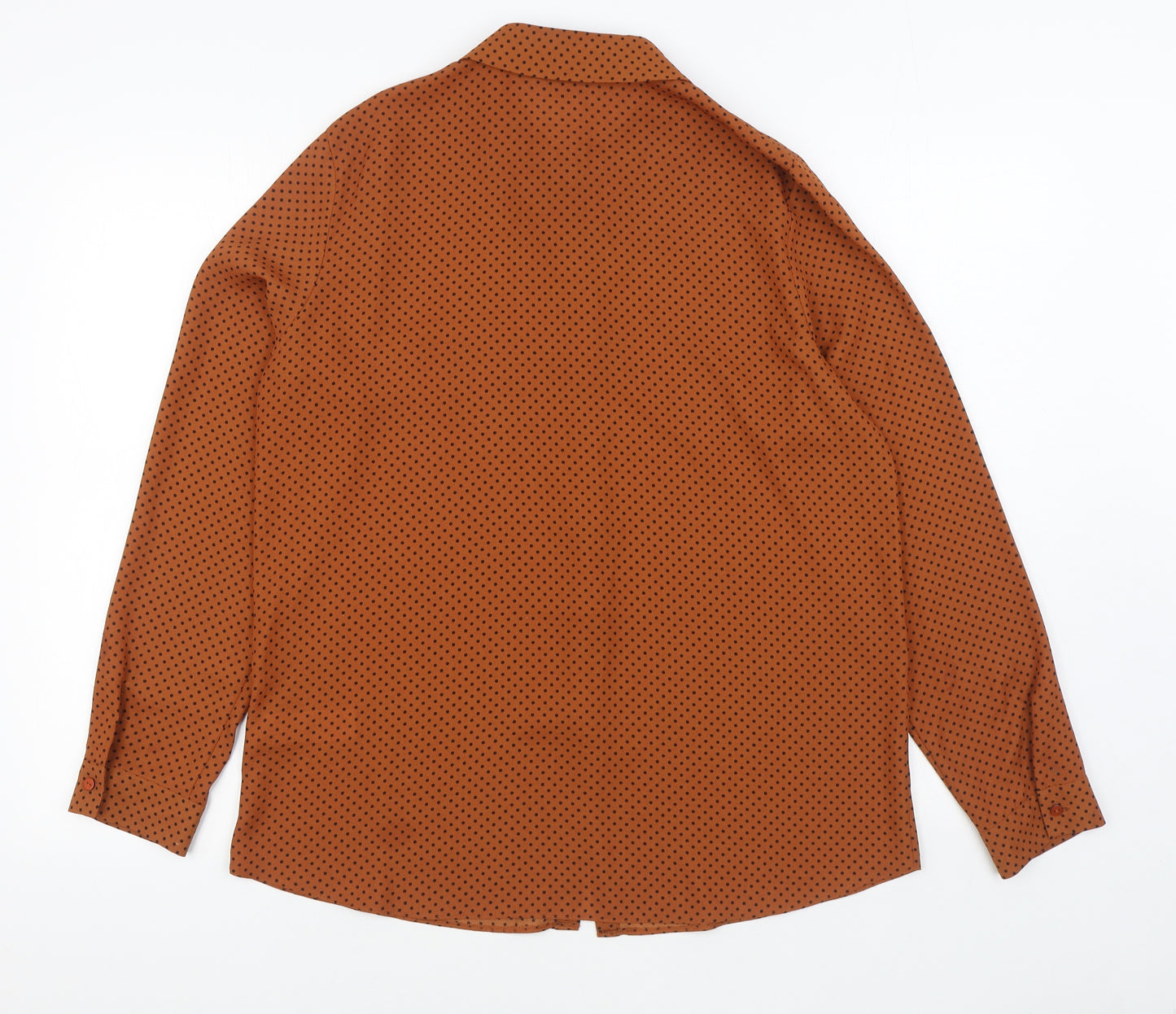 Primark Womens Brown Polka Dot Polyester Basic Button-Up Size 14 Collared