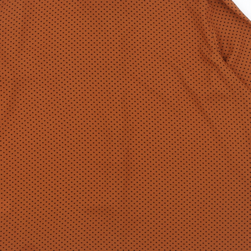 Primark Womens Brown Polka Dot Polyester Basic Button-Up Size 14 Collared