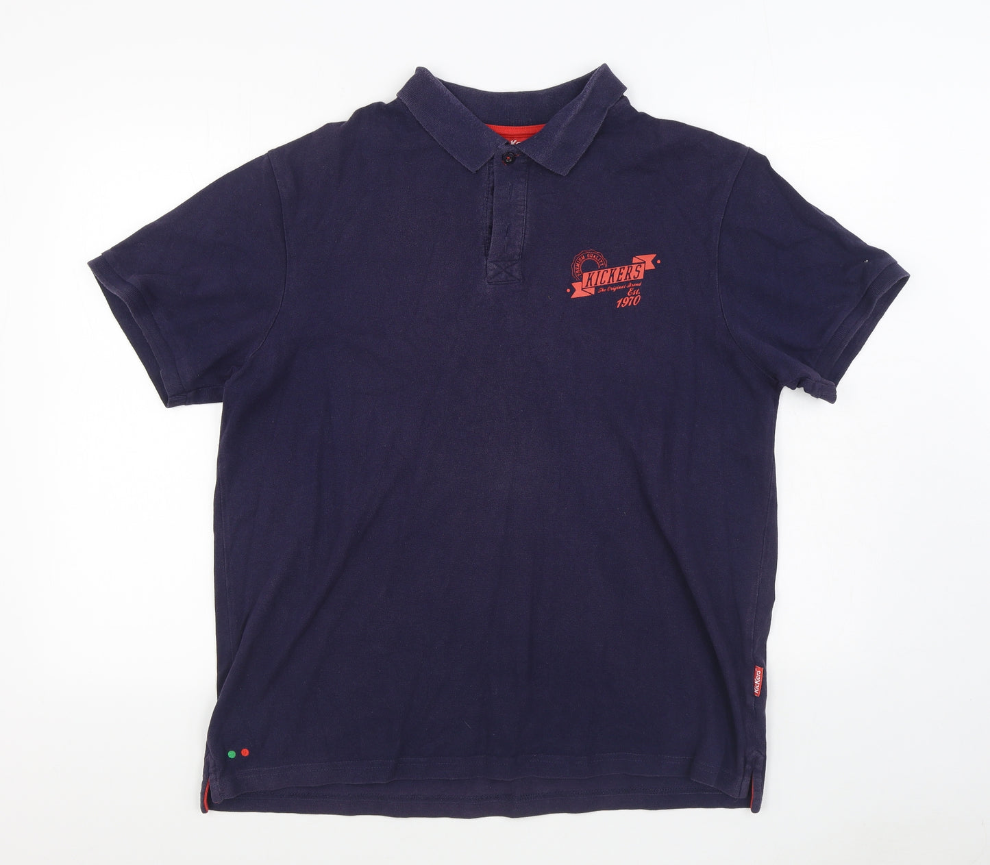 Kickers Mens Blue  100% Cotton  Polo Size XL Collared Button
