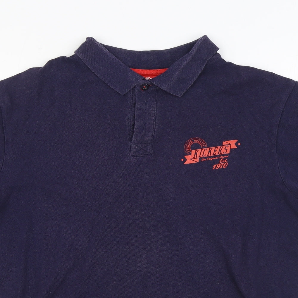 Kickers Mens Blue  100% Cotton  Polo Size XL Collared Button