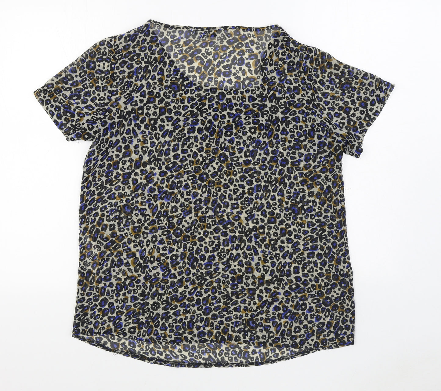 New Look Womens Multicoloured Animal Print Polyester Basic Blouse Size 14 Boat Neck