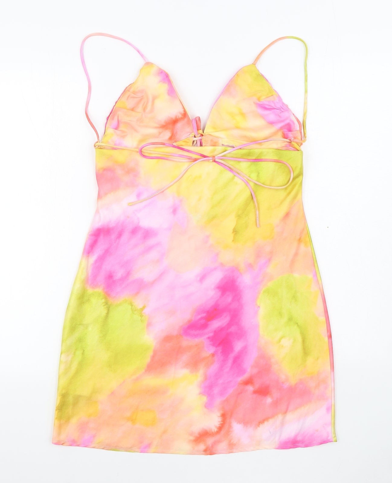 Dynamite Womens Multicoloured Geometric Polyester Bodycon  Size S  Sweetheart Tie