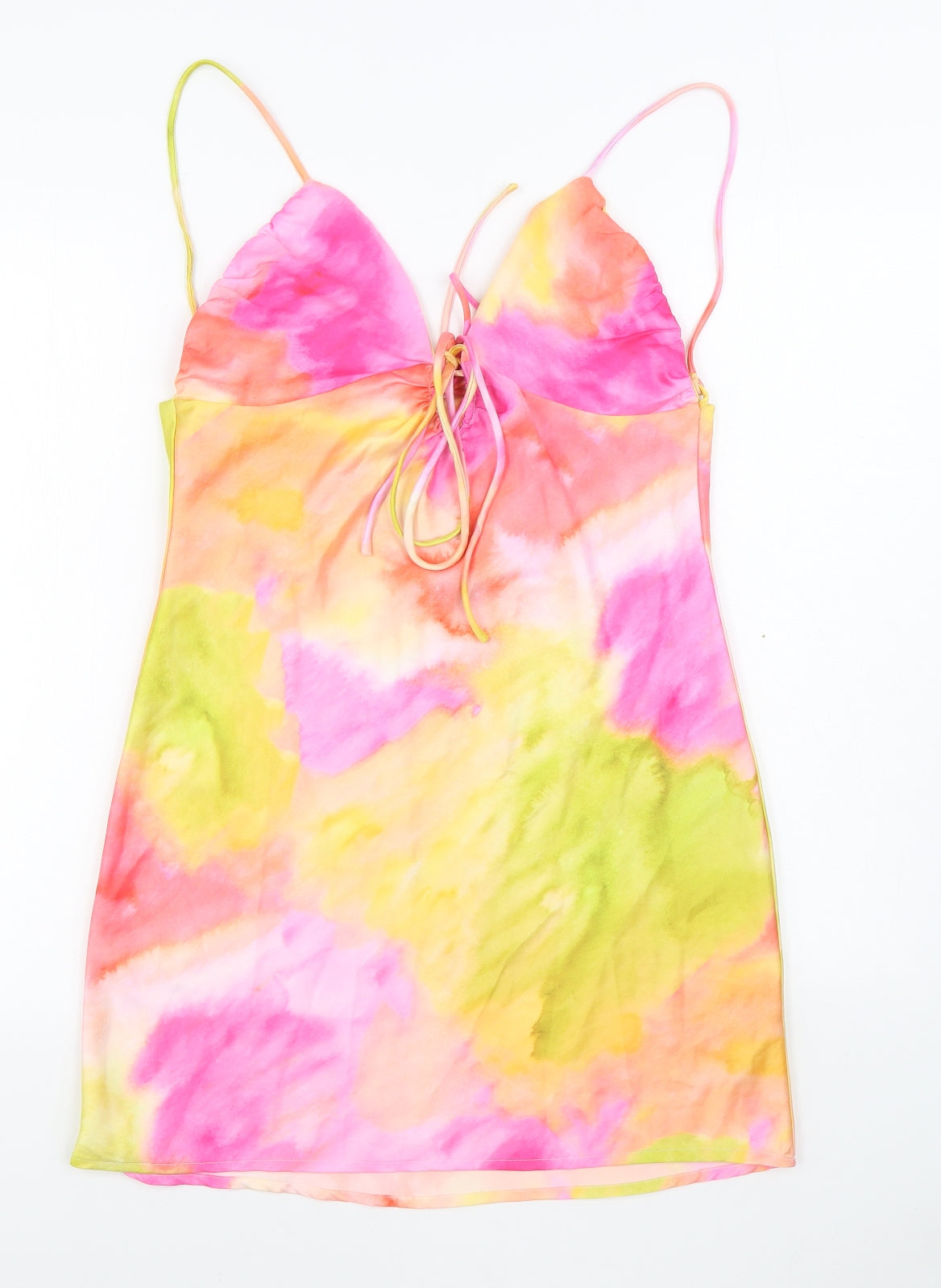 Dynamite Womens Multicoloured Geometric Polyester Bodycon  Size S  Sweetheart Tie