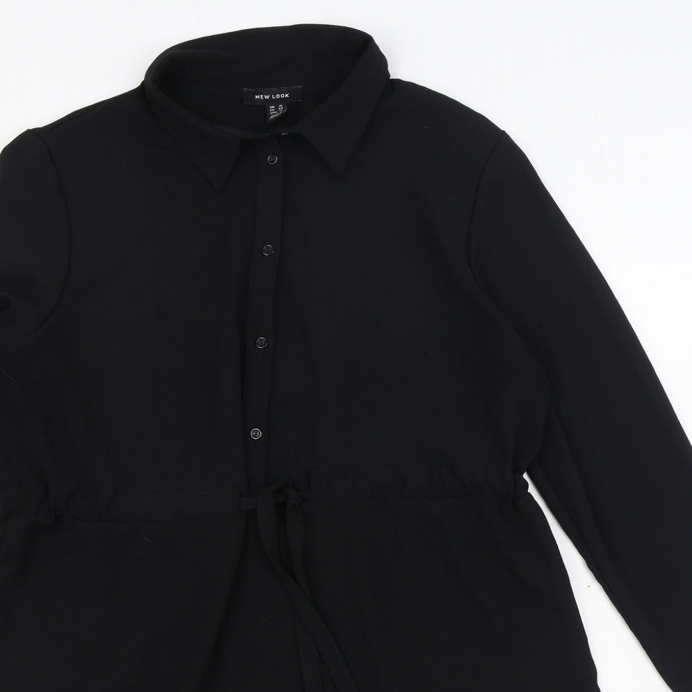 New Look Womens Black  Polyester Shirt Dress  Size 16  Collared Button
