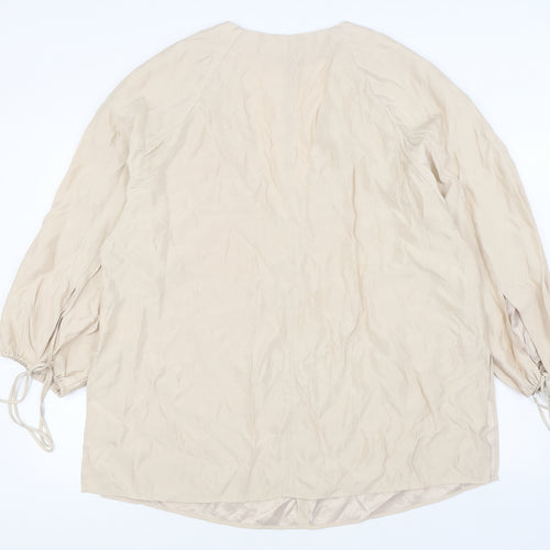 H&M Womens Beige  Polyester Basic Blouse Size L V-Neck