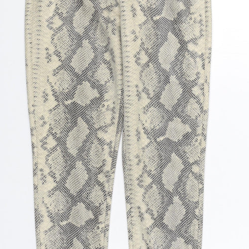 VERO MODA Womens Beige Animal Print Polyester Jogger Trousers Size 8 L29 in Regular