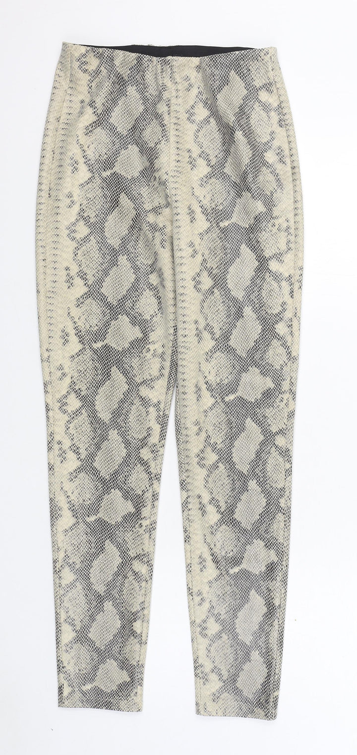 VERO MODA Womens Beige Animal Print Polyester Jogger Trousers Size 8 L29 in Regular