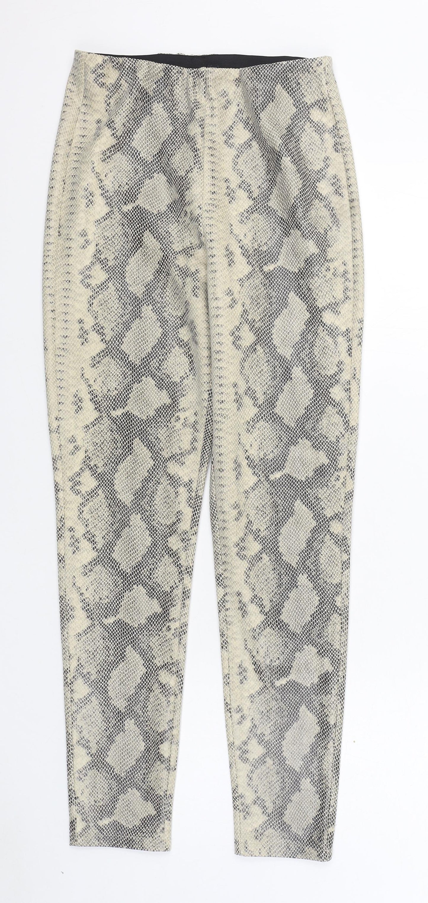 VERO MODA Womens Beige Animal Print Polyester Jogger Trousers Size 8 L29 in Regular
