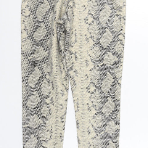 VERO MODA Womens Beige Animal Print Polyester Jogger Trousers Size 8 L29 in Regular