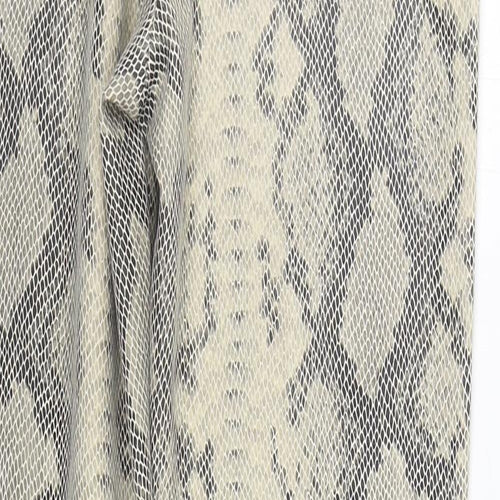 VERO MODA Womens Beige Animal Print Polyester Jogger Trousers Size 8 L29 in Regular
