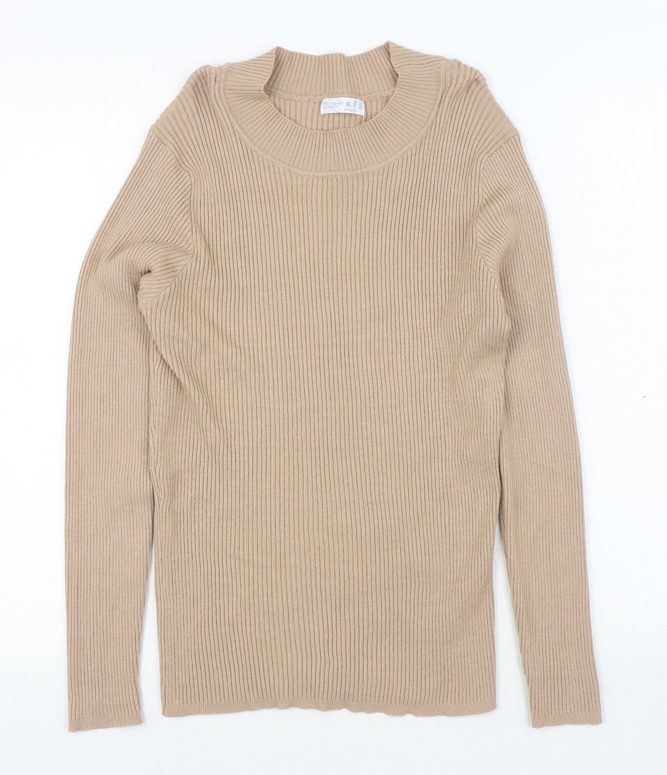 Primark Womens Beige Round Neck  Viscose Pullover Jumper Size XL