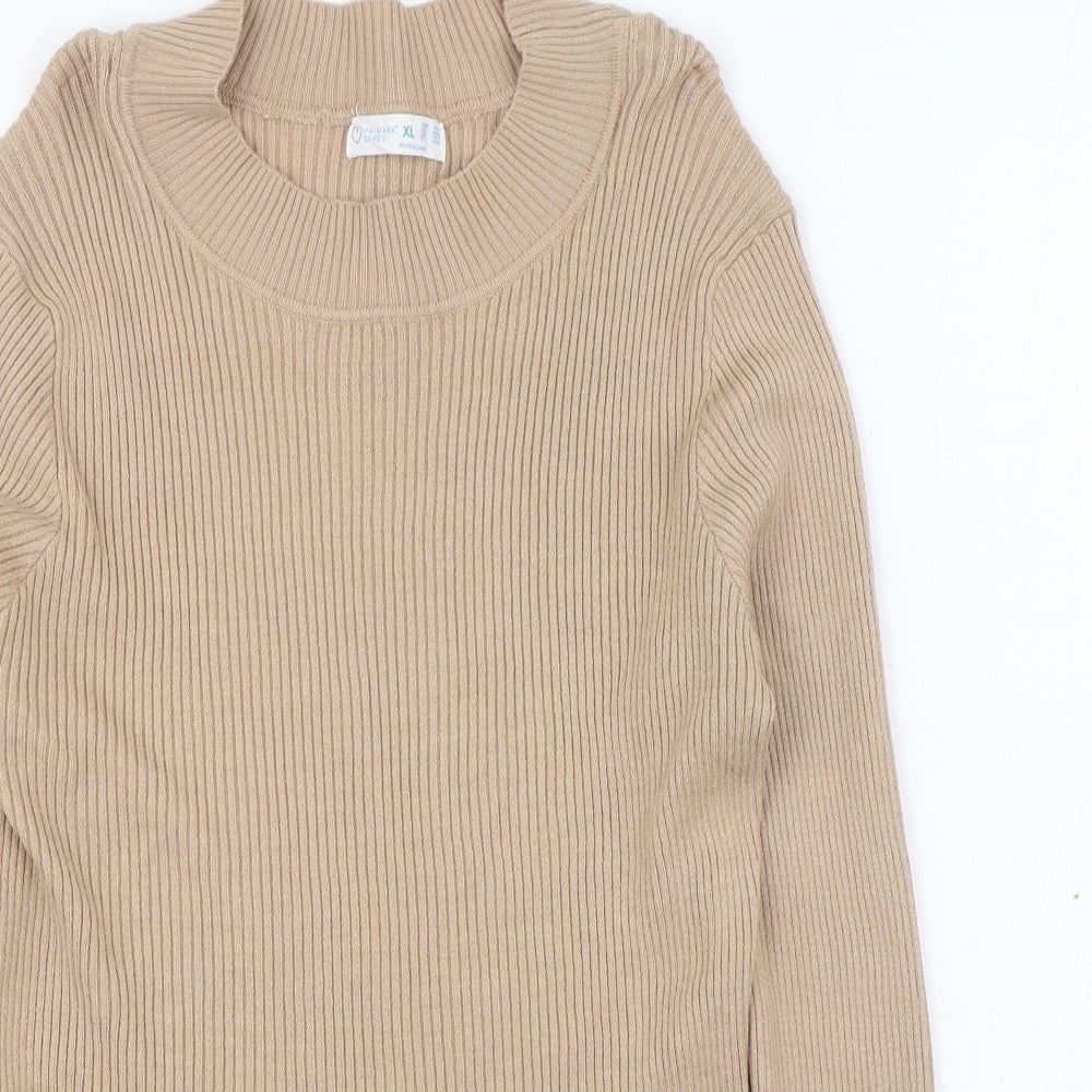 Primark Womens Beige Round Neck  Viscose Pullover Jumper Size XL