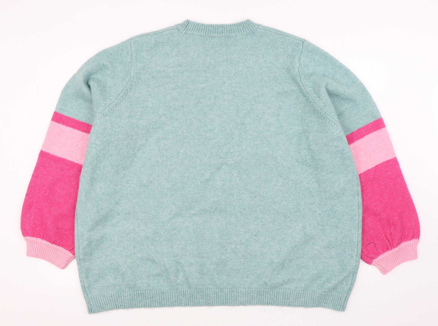 Simply Be Womens Blue Round Neck  Acrylic Pullover Jumper Size 28