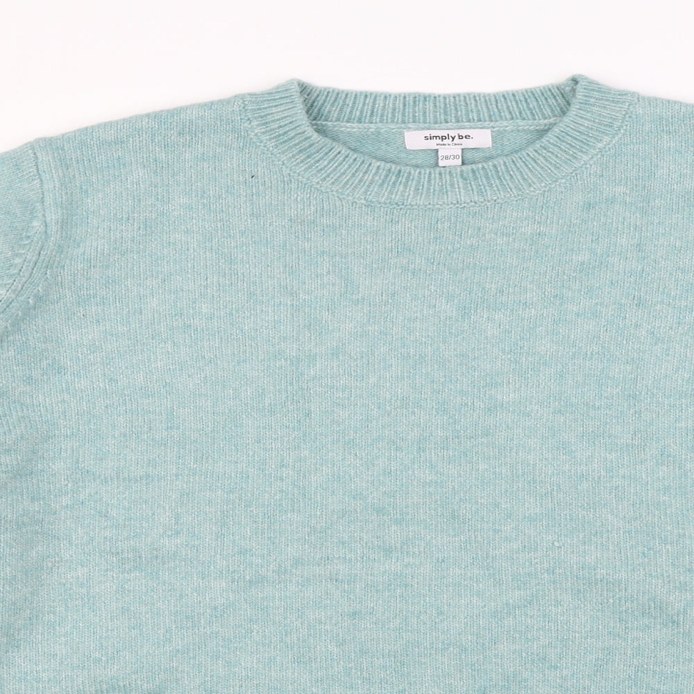 Simply Be Womens Blue Round Neck  Acrylic Pullover Jumper Size 28