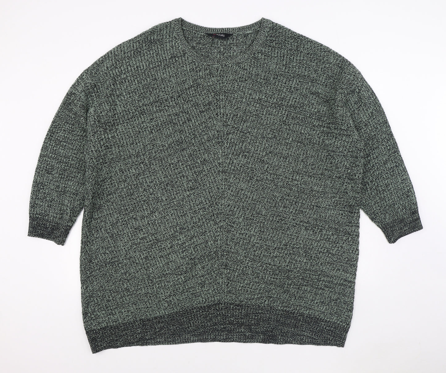 Yours Womens Green Round Neck  Acrylic Pullover Jumper Size 26