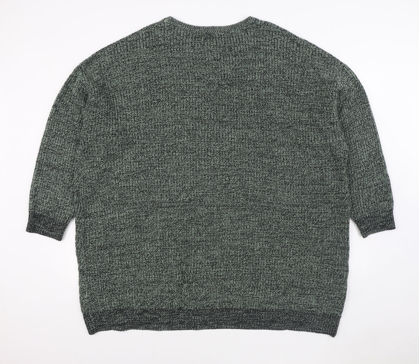 Yours Womens Green Round Neck  Acrylic Pullover Jumper Size 26