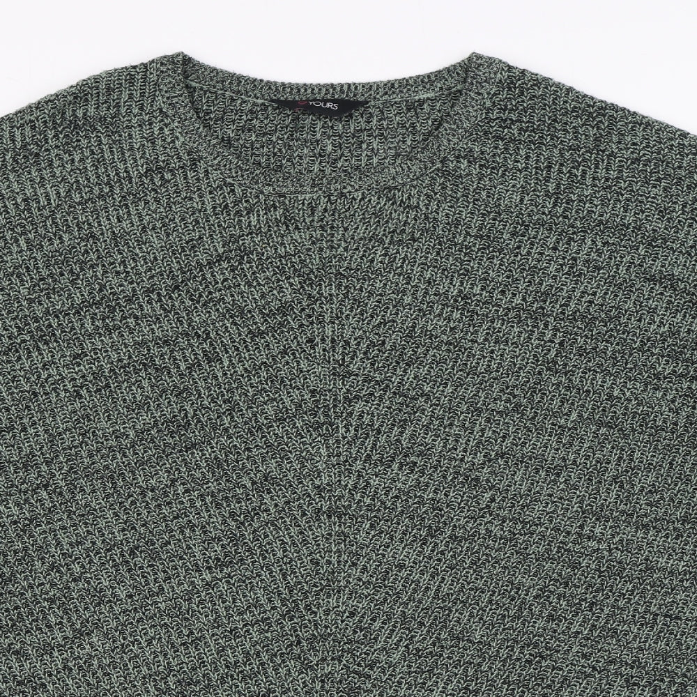 Yours Womens Green Round Neck  Acrylic Pullover Jumper Size 26