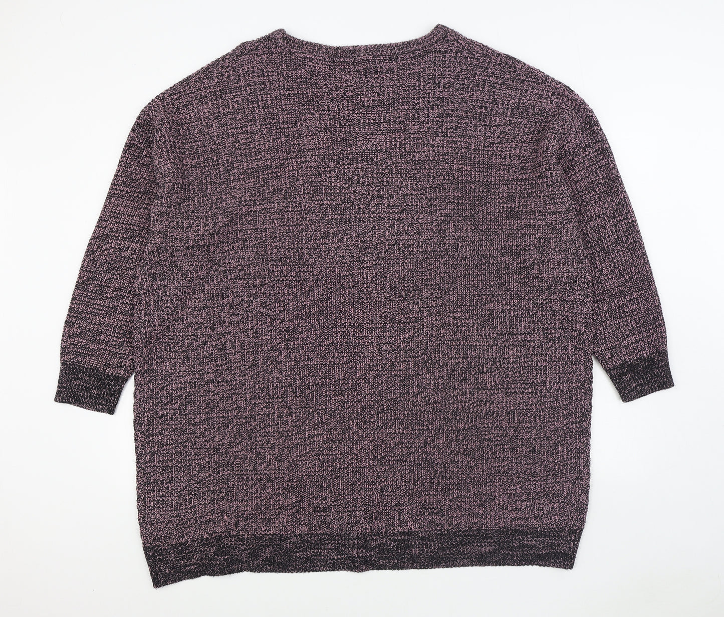 Yours Womens Purple Round Neck  Acrylic Pullover Jumper Size 26