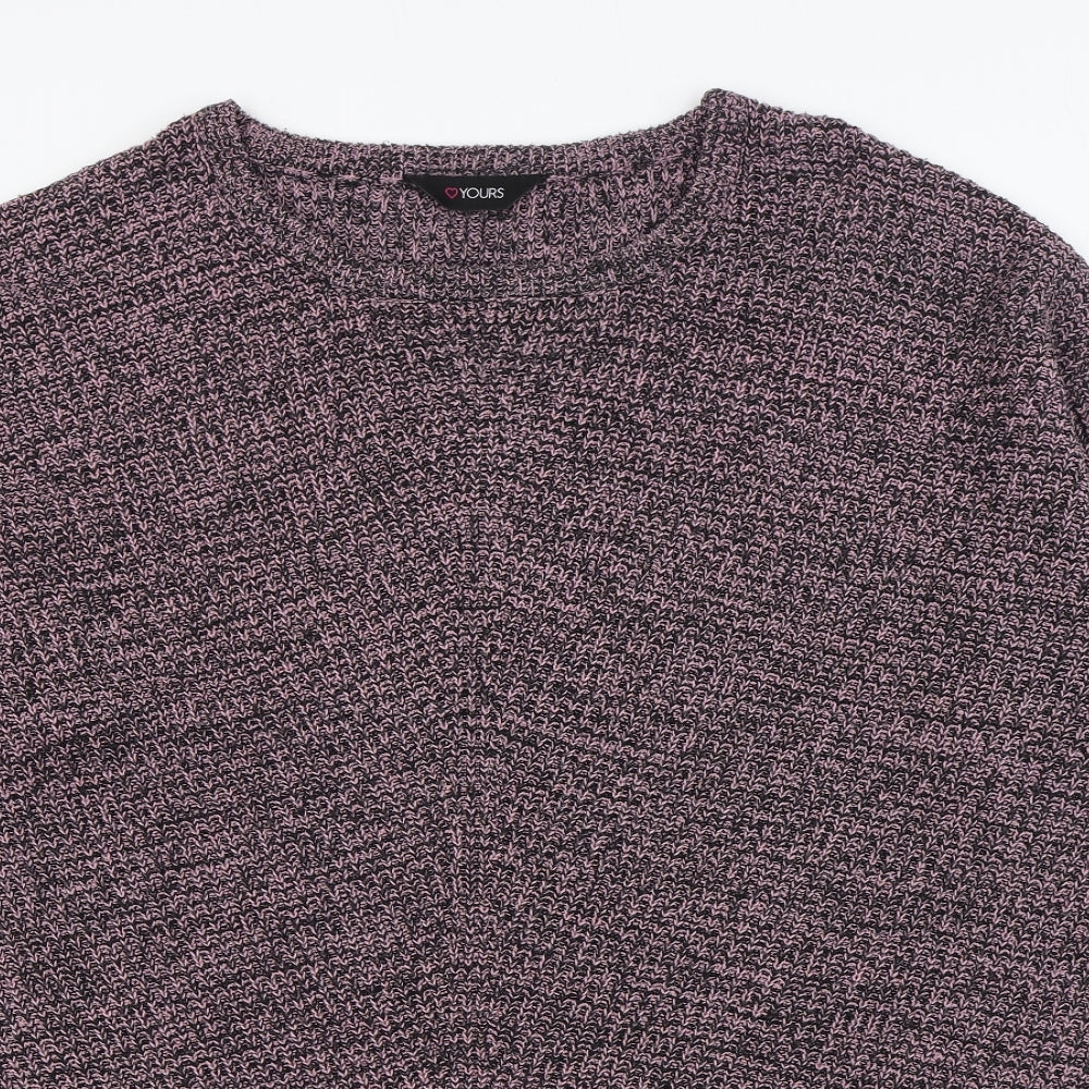 Yours Womens Purple Round Neck  Acrylic Pullover Jumper Size 26