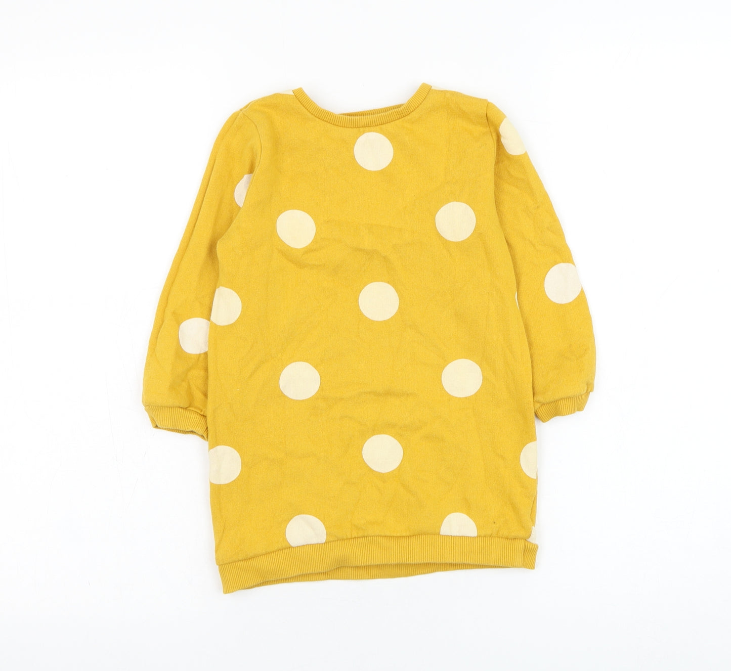 F&F Girls Yellow Polka Dot Cotton Pullover Sweatshirt Size 4-5 Years  Pullover