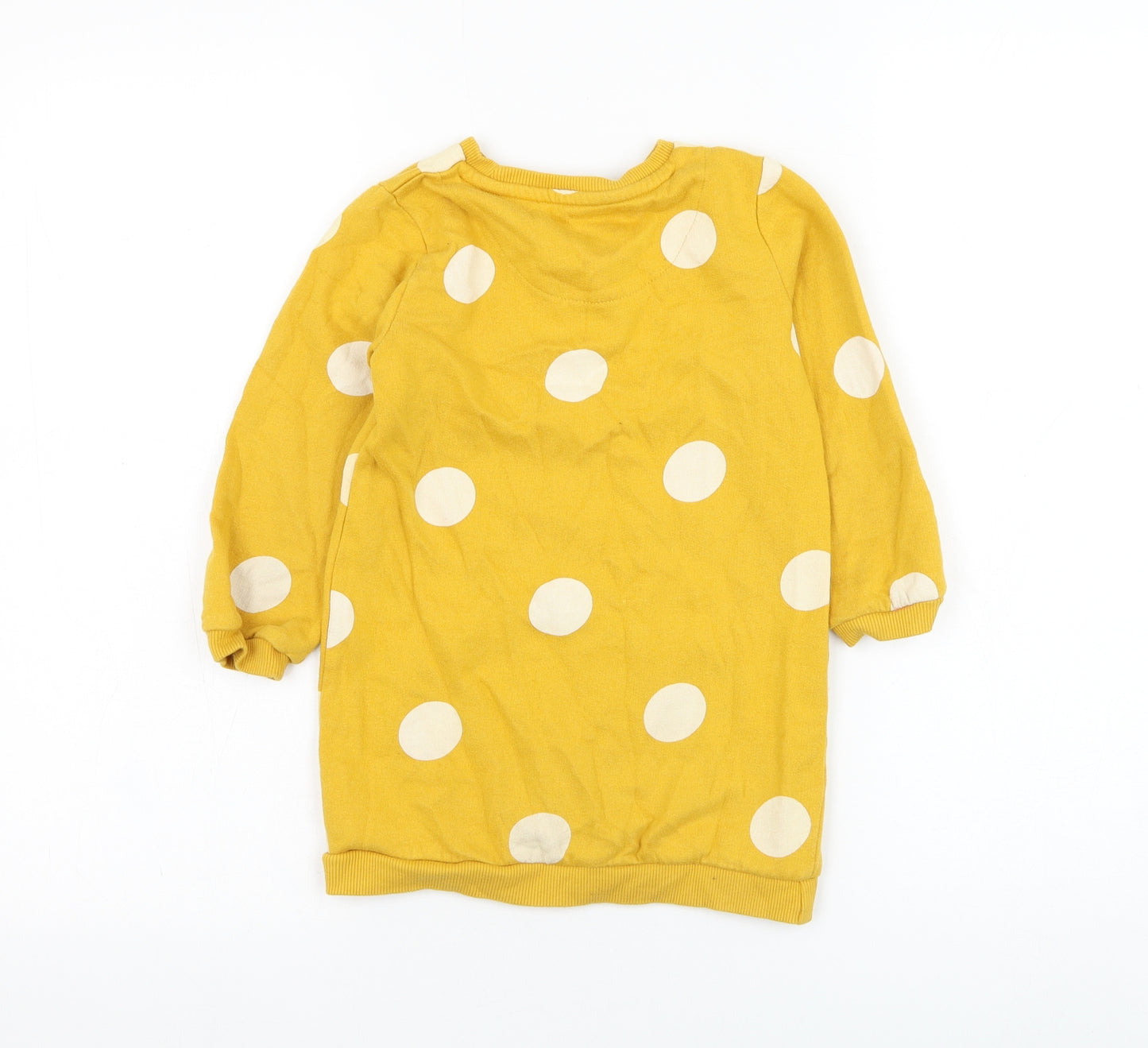 F&F Girls Yellow Polka Dot Cotton Pullover Sweatshirt Size 4-5 Years  Pullover