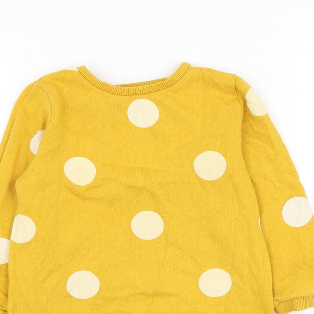 F&F Girls Yellow Polka Dot Cotton Pullover Sweatshirt Size 4-5 Years  Pullover