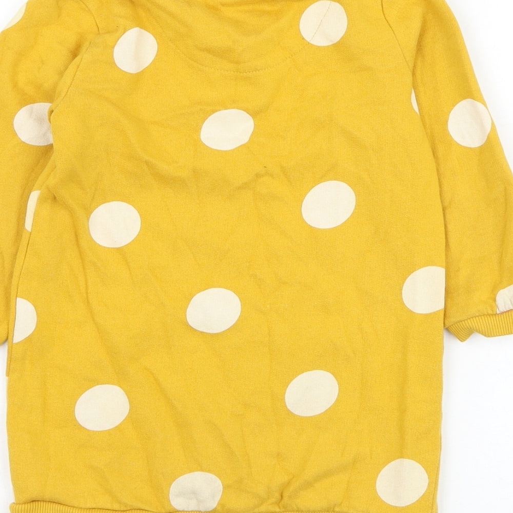 F&F Girls Yellow Polka Dot Cotton Pullover Sweatshirt Size 4-5 Years  Pullover