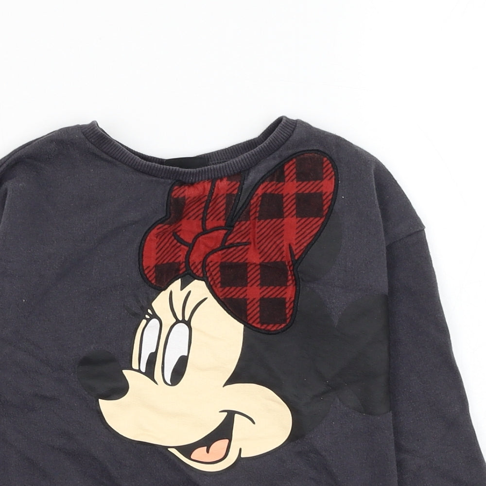 F&F Girls Grey  Cotton Pullover Sweatshirt Size 4-5 Years  Pullover - Minnie Mouse